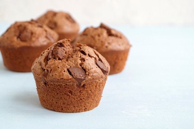 Chocolate cupcakes with chocolate pieces