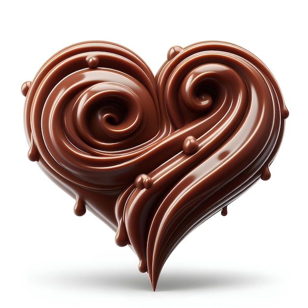 chocolate curl heart shape isolated on white background