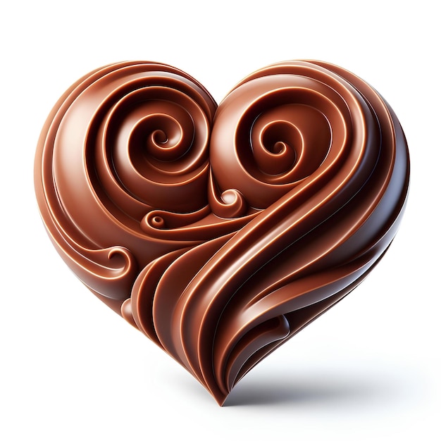 chocolate curl heart shape isolated on white background