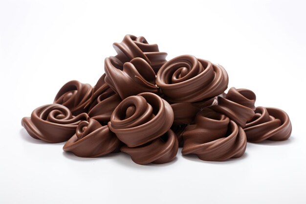 Chocolate curls on a white background