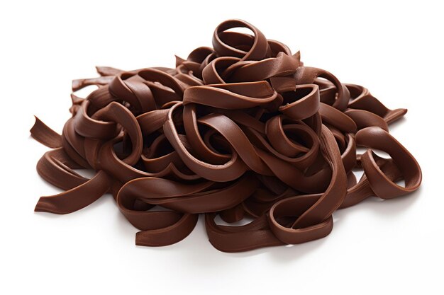 Chocolate curls on a white background