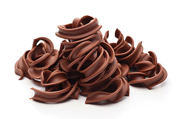 Chocolate curls on a white background