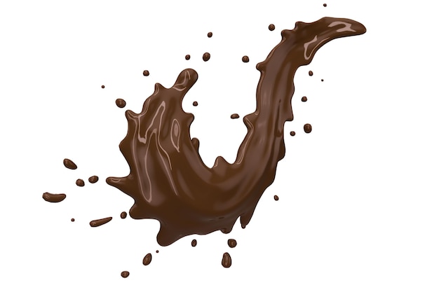 Chocolate curve splashes isolate on white background