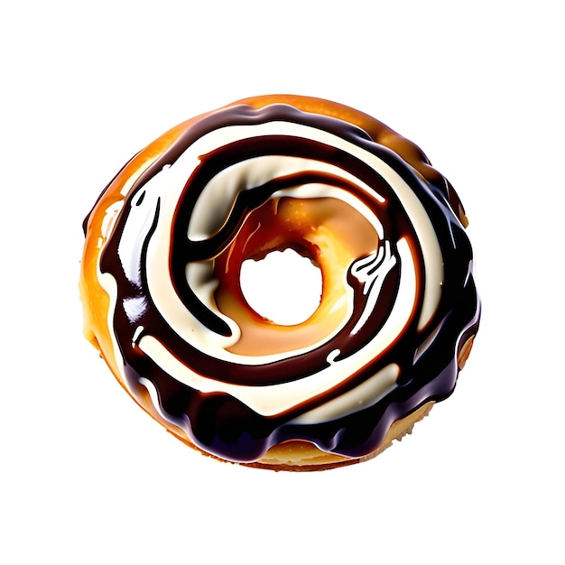 Chocolate Delicious Donut with Frosting on a White Background