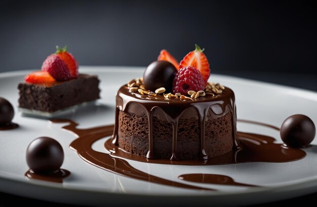 Photo chocolate dessert with berries