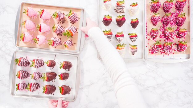 Photo chocolate dipped strawberries