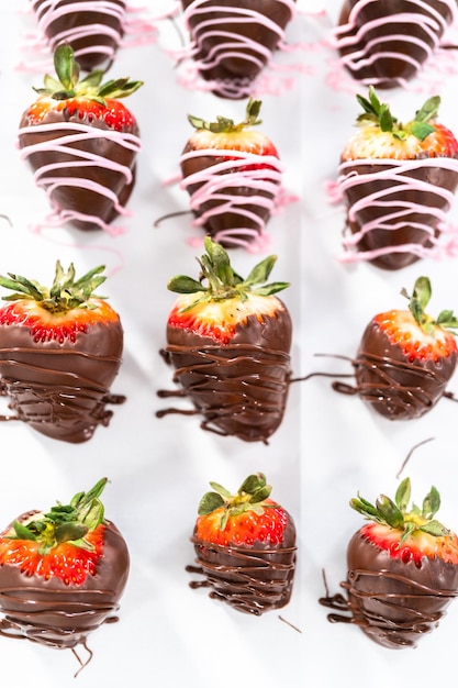 Photo chocolate dipped strawberries