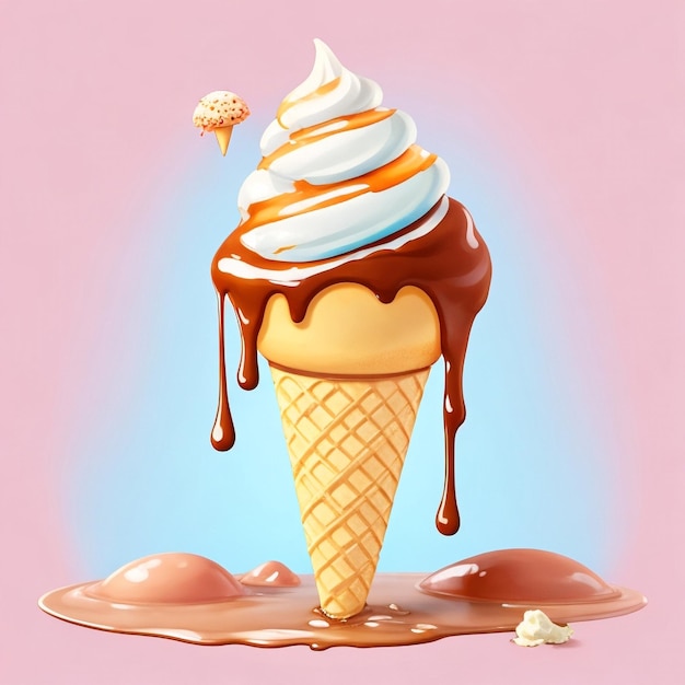 甘いアイスクリームにイチゴをチョコレートで浸したもの
