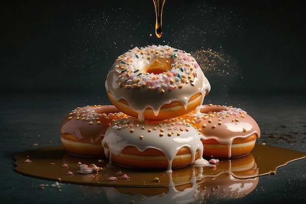 Chocolate donut or doughnut 3d rendering