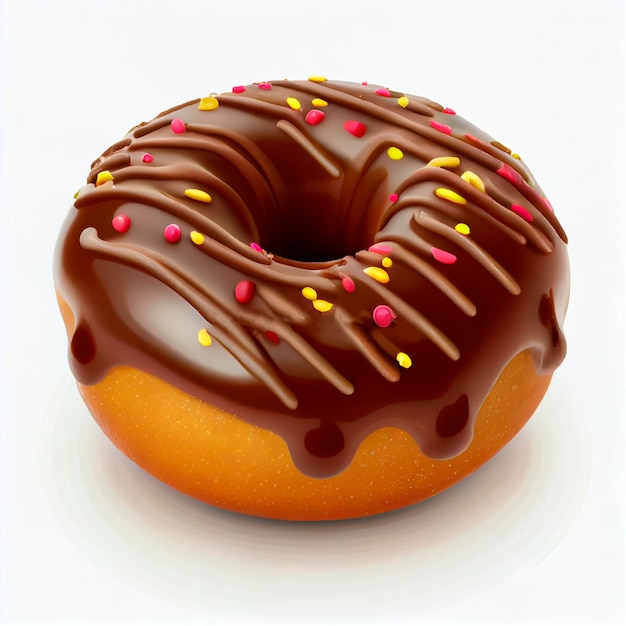 Chocolate donut isolated on white background. Colorful donut over white with clipping path