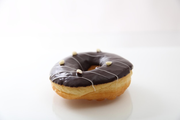 Chocolate donut isolated in white background