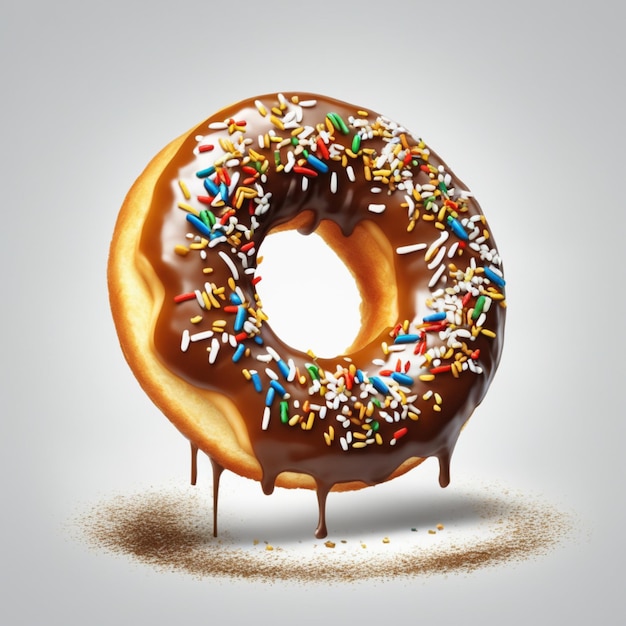 Chocolate donut white background