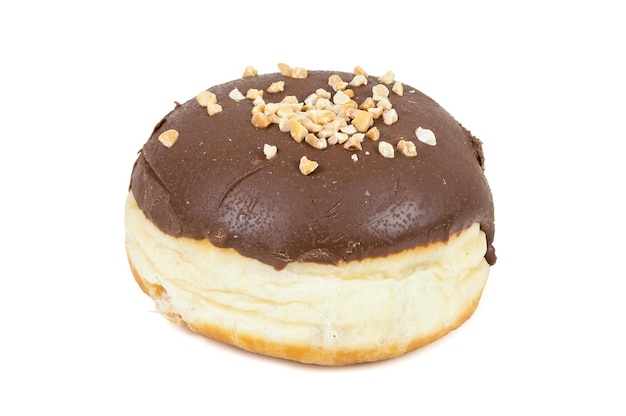 Photo chocolate donut on white background