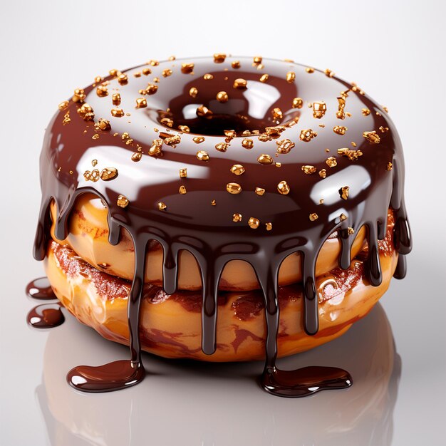 Foto donut al cioccolato con fili di zucchero e topping immagine generata dall'ai