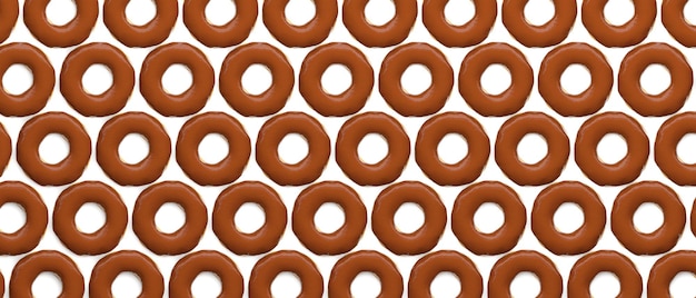 Chocolate donuts background top view 3d illustration