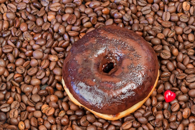 Chocolate donuts coffee beans sweet dessert