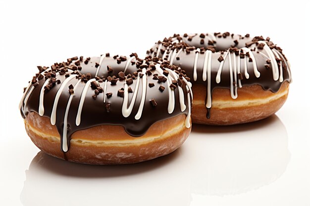 Chocolate donuts on isolated white background ar c v