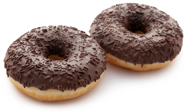 Chocolate donuts isolated over white background