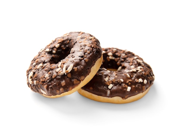 Chocolate donuts isolated on a white background