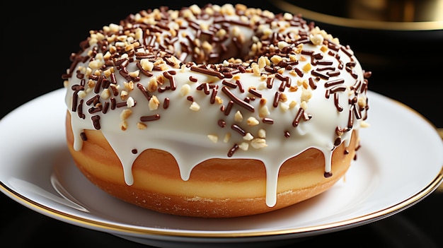 Chocolate doughnut chocho topping and cream for breakfast