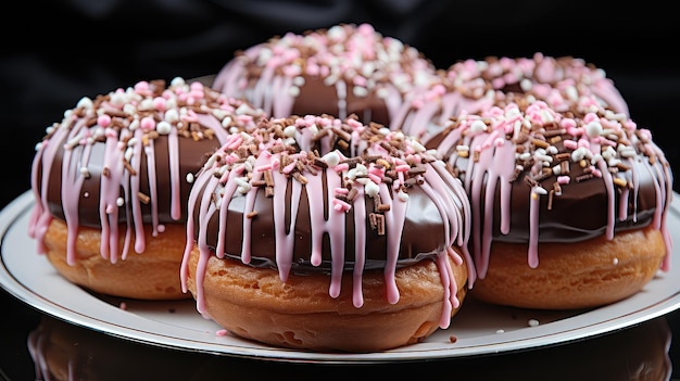 Chocolate doughnuts with cream ganache UHD Wallpaper