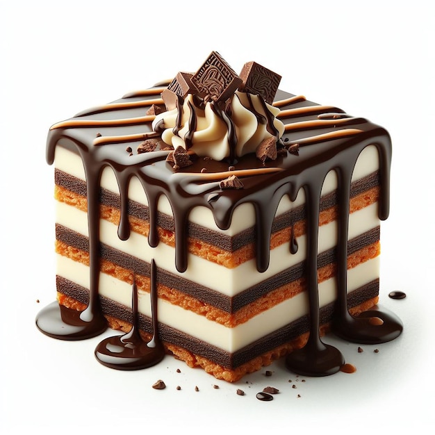 Chocolate drizzled dessert