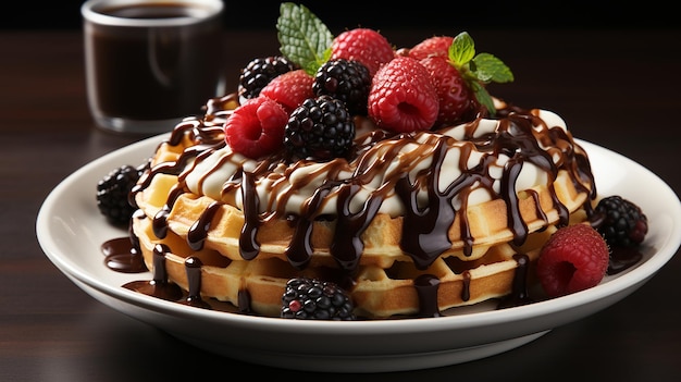 Chocolate Drizzled Waffles