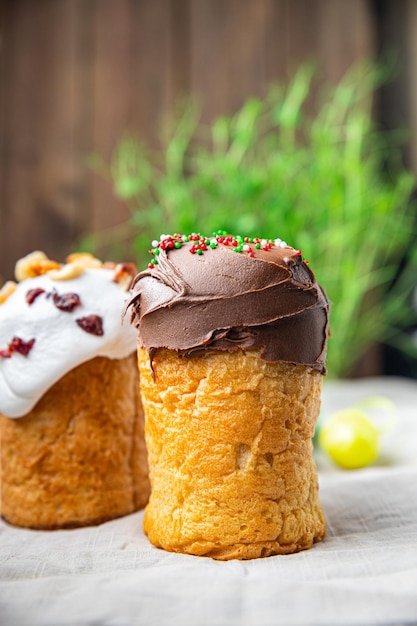 chocolate easter cake pastry treat easter kulich holiday homemade dessert food copy space food