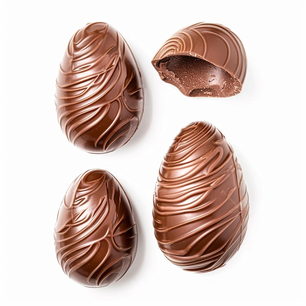 Chocolate Easter egg isolated on white background sweet holiday present and gift