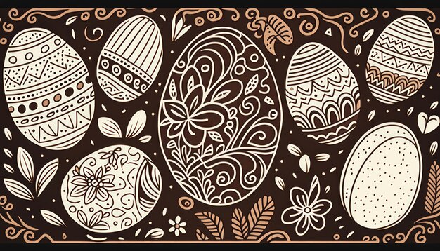 Chocolate Easter Egg Pattern AI Generative