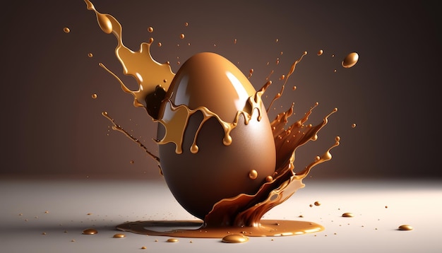 Chocolate easter egg splash Generative AI