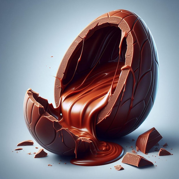 Chocolate easter egg with chocolate splashes