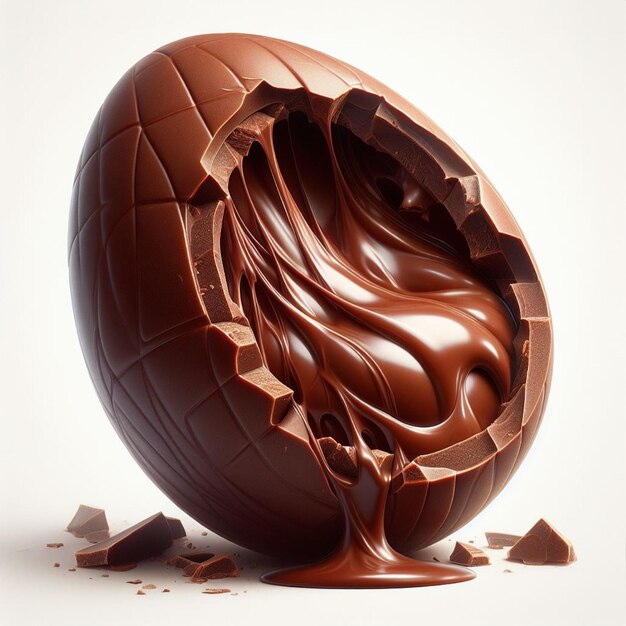 Chocolate easter egg with chocolate splashes