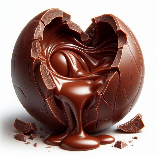 Chocolate easter egg with chocolate splashes