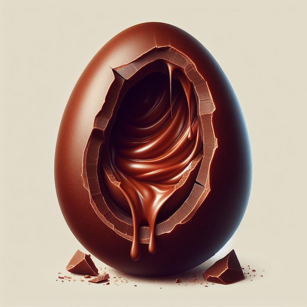 Chocolate easter egg with chocolate splashes