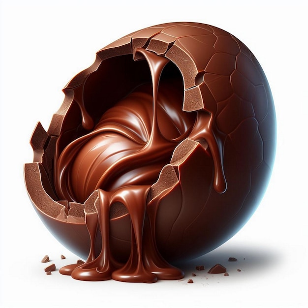 Chocolate easter egg with chocolate splashes