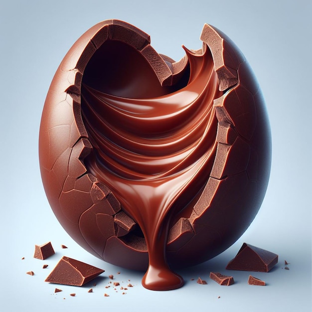 Chocolate easter egg with chocolate splashes