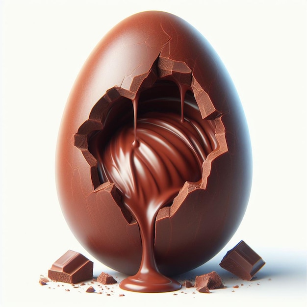 Chocolate easter egg with chocolate splashes