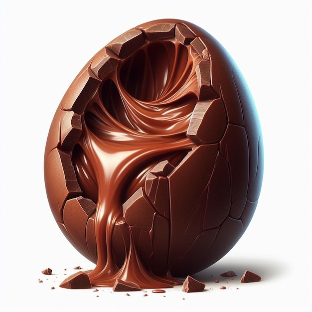 Chocolate easter egg with chocolate splashes