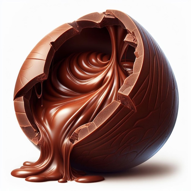 Chocolate easter egg with chocolate splashes