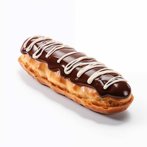 Foto eclair di cioccolato isolato su sfondo bianco