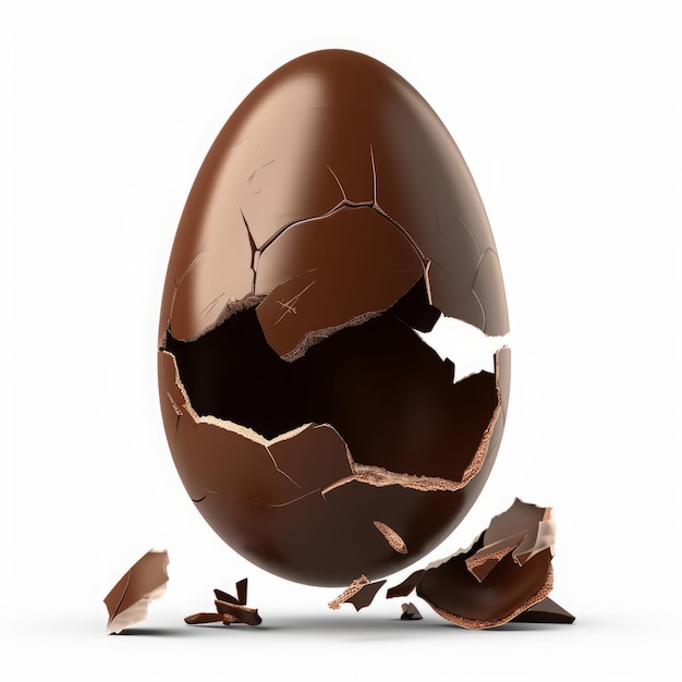 Chocolate egg exploded and cracked