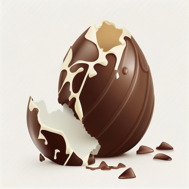 Chocolate Egg Isolated Broken Open Easter Egg Generative Ai Illustration