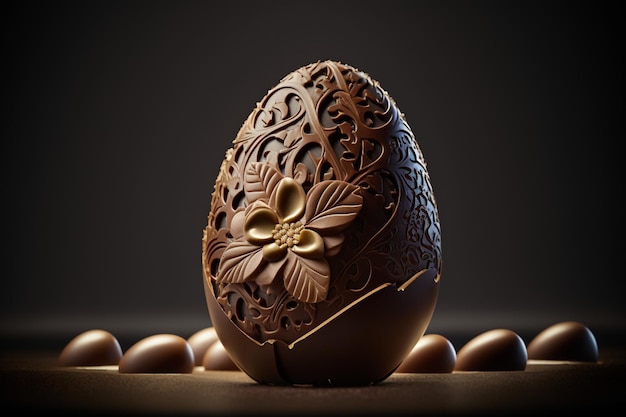 A chocolate egg with a flower on it