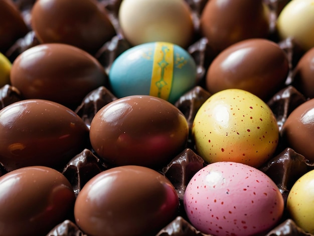 Chocolate eggs decorated for Easter Monday