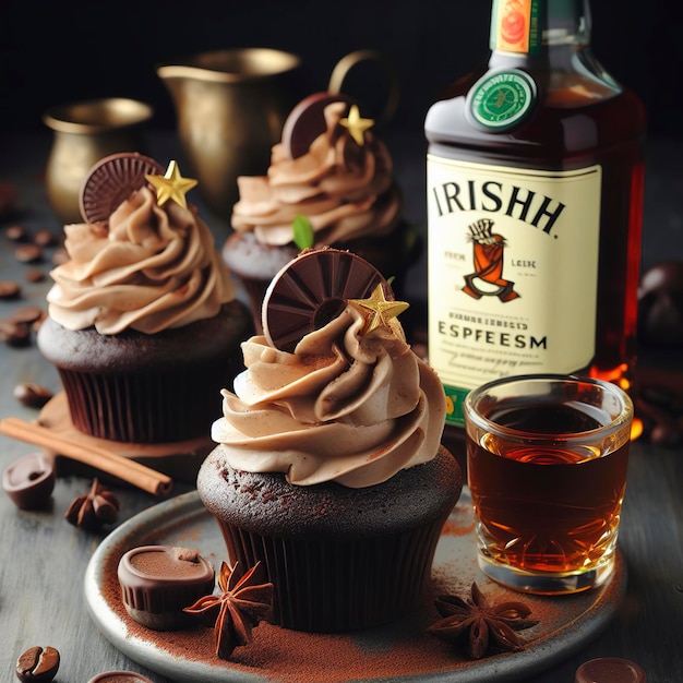 Chocolate espresso cupcakes with irish cream liquor infusers