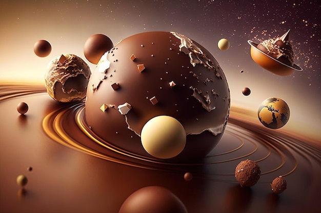 chocolate floating in the universe,