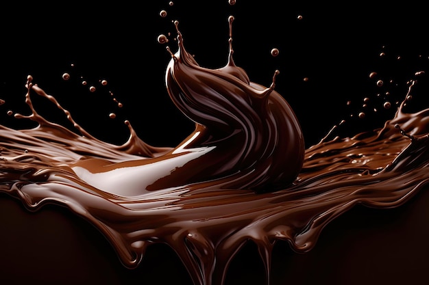 Chocolate Flow On Black Background