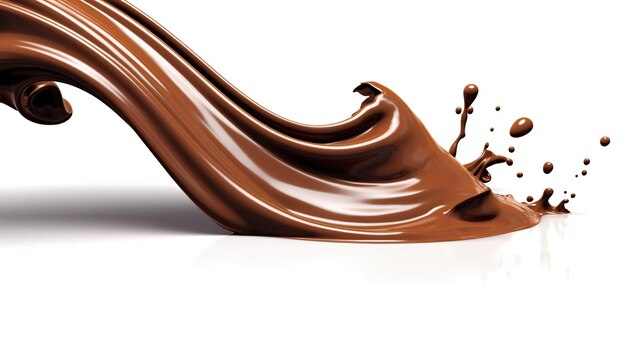 Photo chocolate flow isolated on white background close up generative ai