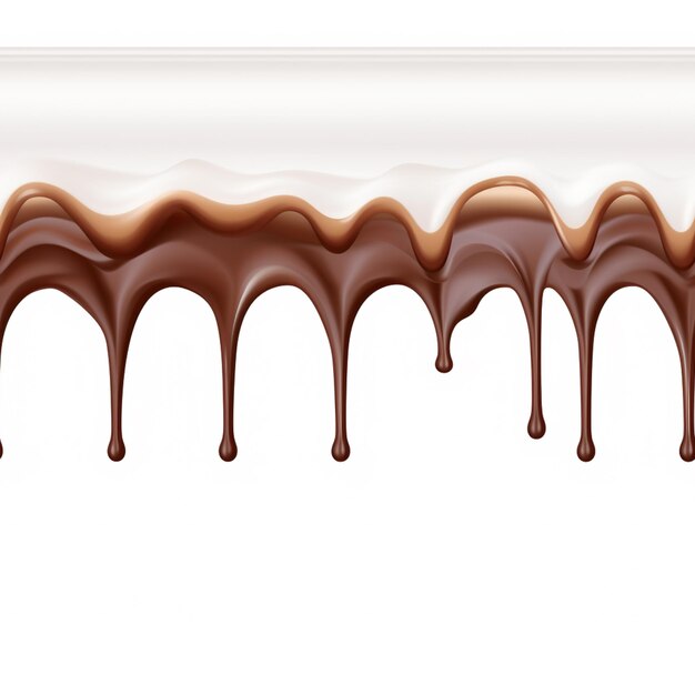 chocolate flowing down a white background with a white background generative ai